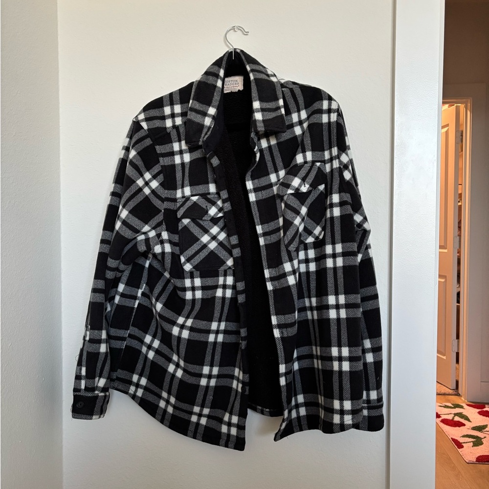 Boston Traders Black and White Plaid Shirt Jacket